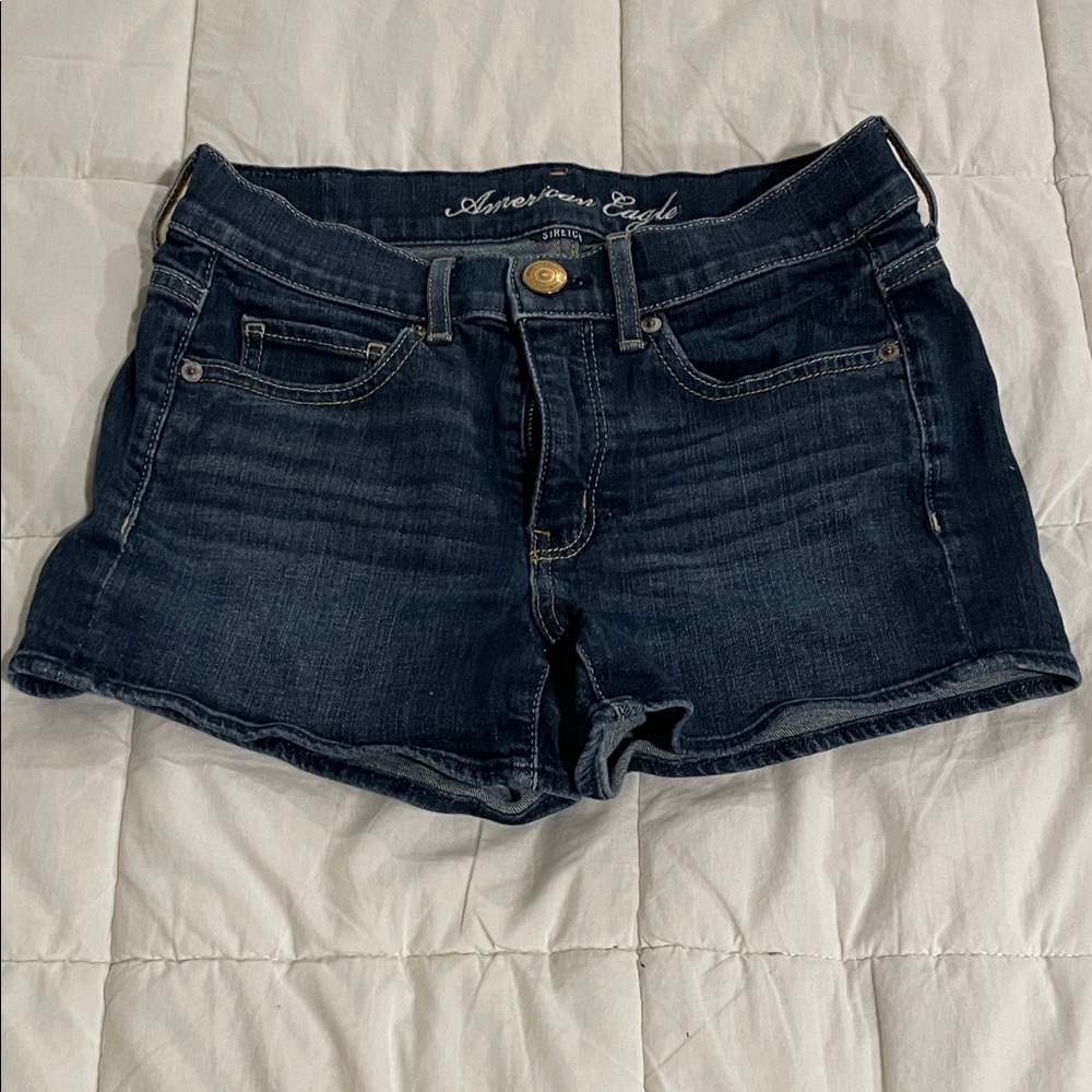 American Eagle Stretch Denim Shorts - Dark Blue